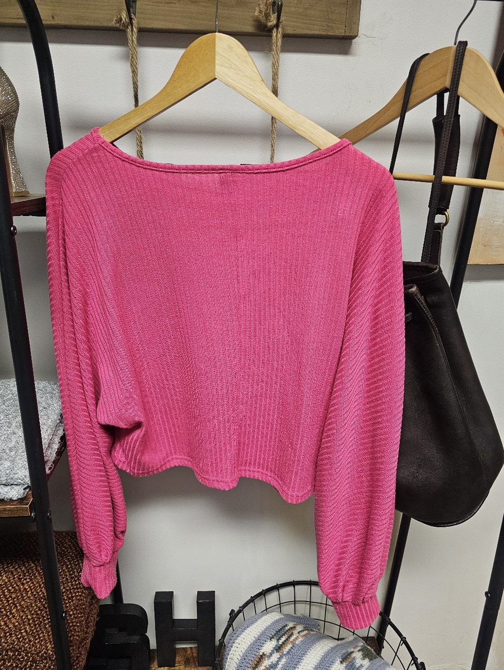 SHEIN Hot Pink Ribbed Knit Sweater - Picture 4 of 7